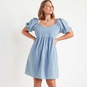 Old Navy Chambray Puff Sleeve Dress